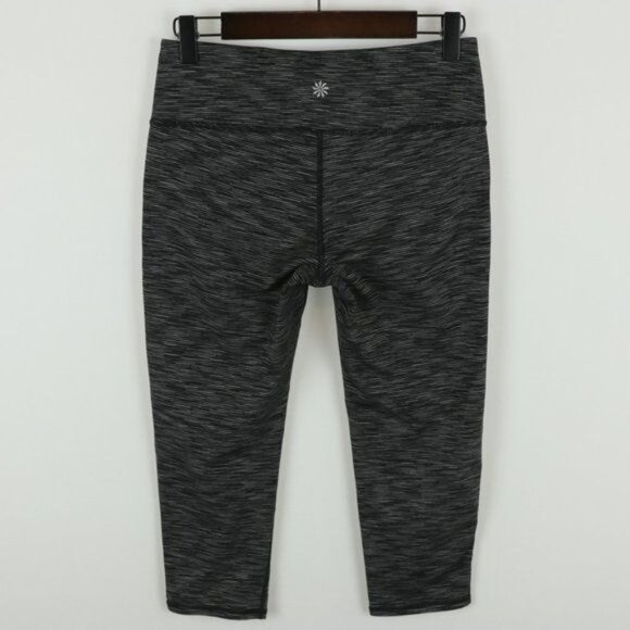 Athleta Energy Chaturanga Women's Small Black Gray Space Dye Crop Leggings - Picture 3 of 7